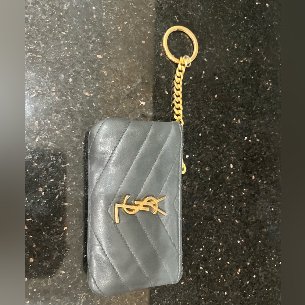 Authentic grey YSL key pouch